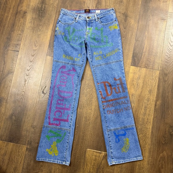 Von Dutch Denim - Vintage Y2K Von Dutch Women's 28x31 Graphic Flare Jeans BAD ZIPPER
